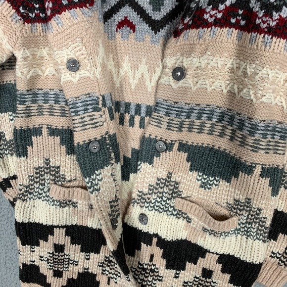 Sundance Juneau Skies Sweater Coat Women's XS Cream Fair Isle Longline Western - Picture 9 of 14